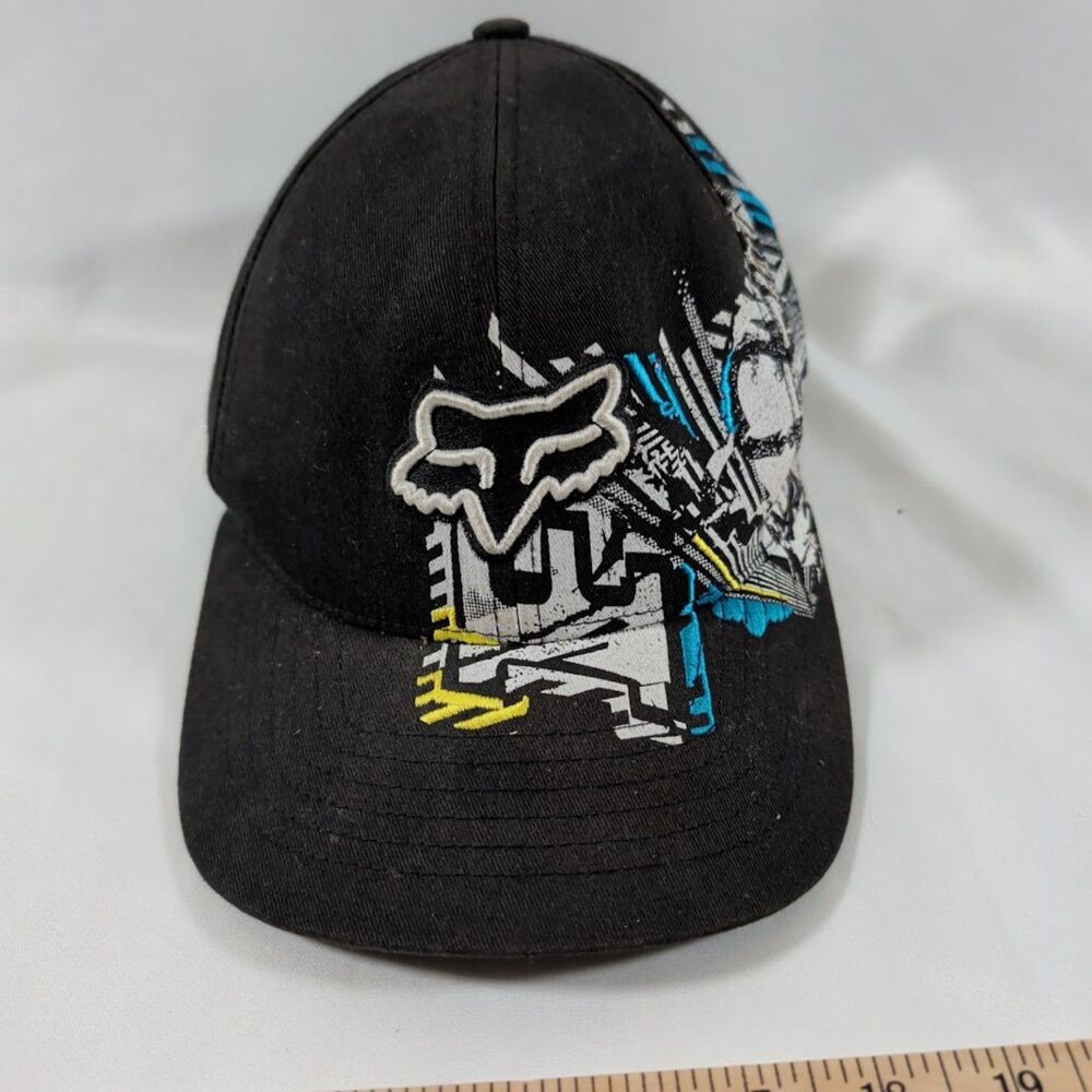 Fox Racing Flexfit Fitted Hat Black Graphic Motocross Cap Size S/M Adult